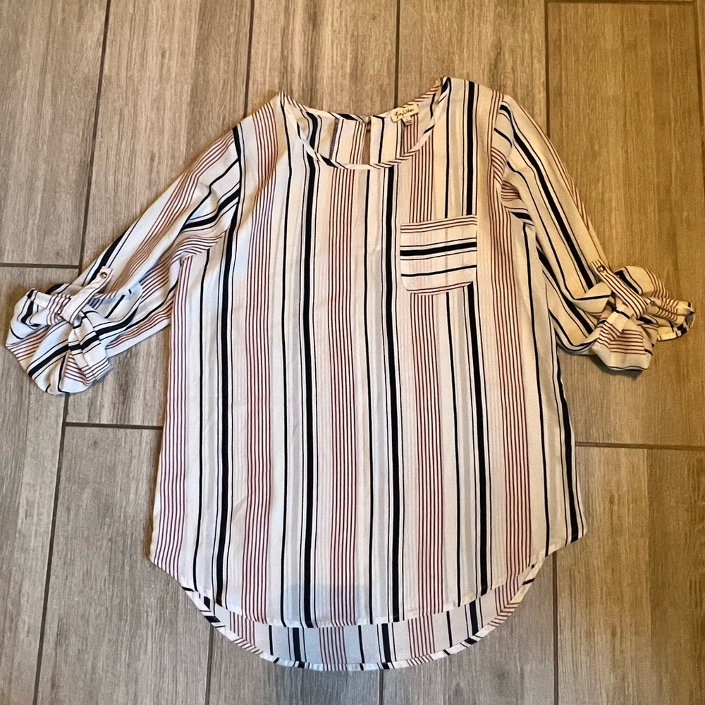 Like New Lily White Striped Blouse